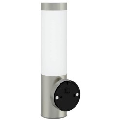 Luminaires muraux extérieurs avec capteur 2 pcs Argent Acier inoxydable IP44 