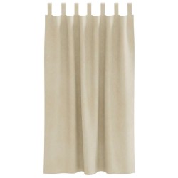 Rideaux occultants avec boucles de suspension 2 pcs en velours crème 