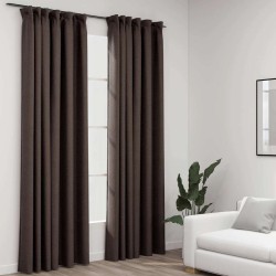 Rideaux occultants aspect lin et crochets 2 pcs Taupe 140x245cm 