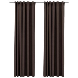 Rideaux occultants aspect lin et crochets 2 pcs Taupe 140x245cm 