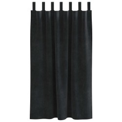 Rideaux occultants avec boucles de suspension 2 pcs Velours noir 