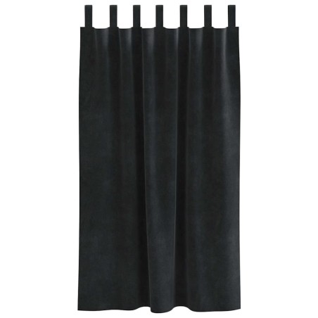 Rideaux occultants avec boucles de suspension 2 pcs Velours noir 