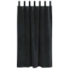 Rideaux occultants avec boucles de suspension 2 pcs Velours noir 