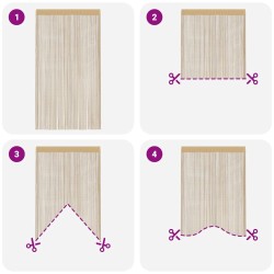 Rideau en fils 2 pcs 140 x 250 cm Beige 