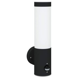 Luminaires muraux d'extérieur avec capteur 2 pcs Noir en acier inoxydable IP44 