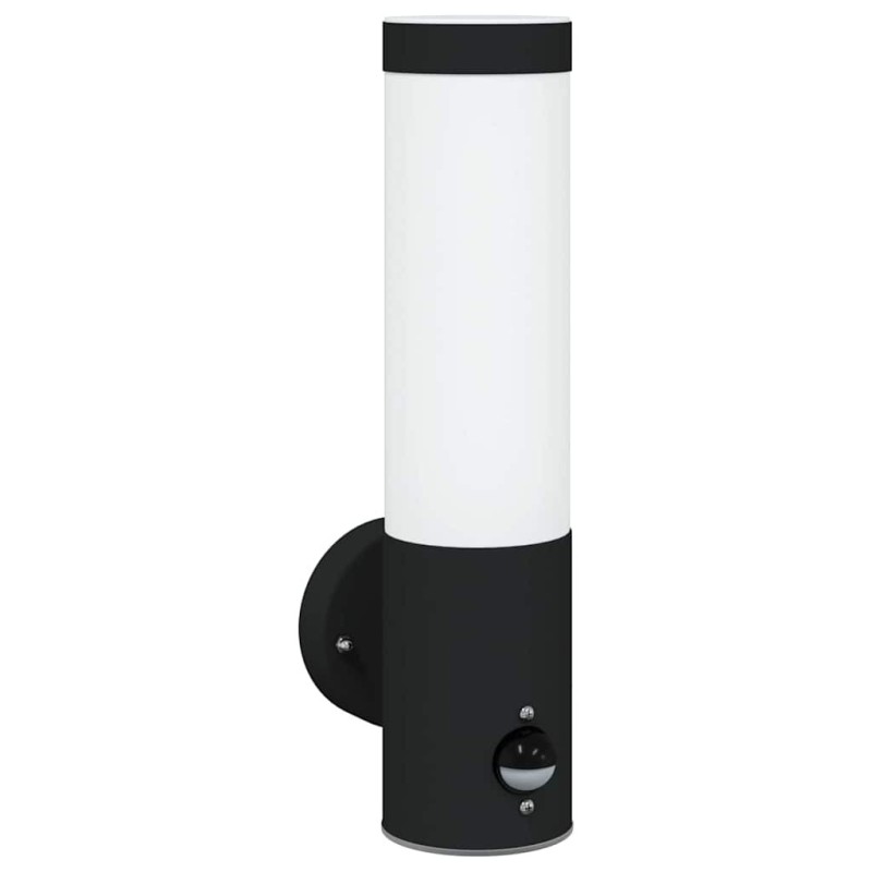Luminaires muraux d'extérieur avec capteur 2 pcs Noir en acier inoxydable IP44 