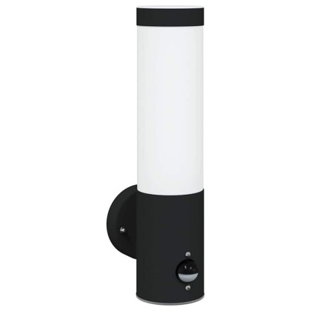 Luminaires muraux d'extérieur avec capteur 2 pcs Noir en acier inoxydable IP44 