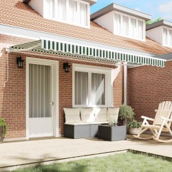 Tissu de Remplacement d'Auvent pour Cadre 4x2 m en Vert et Blanc 