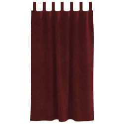Rideaux occultants avec boucles de suspension 2 pcs Rouge vin Velours 