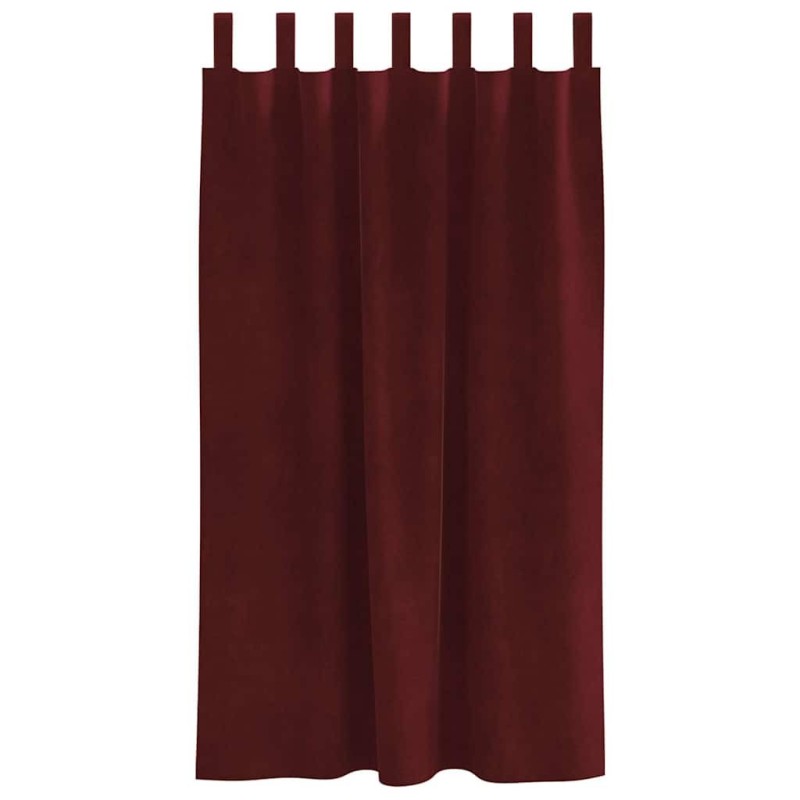 Rideaux occultants avec boucles de suspension 2 pcs Rouge vin Velours 