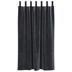 Rideaux Occultants avec Boucles de Suspension 2 pcs Velours Gris Foncé 