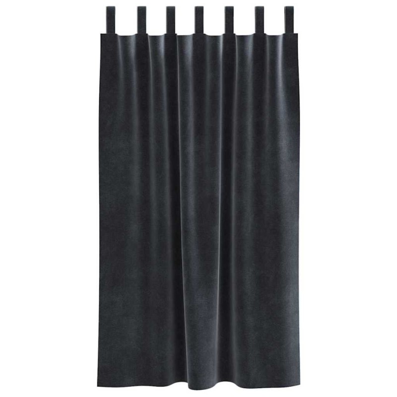Rideaux Occultants avec Boucles de Suspension 2 pcs Velours Gris Foncé 