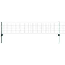 Grillage Euro avec 5 Poteaux U Vert 0.4x10 m Acier 
