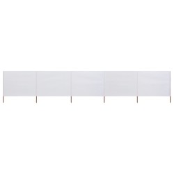 Paravent 5 panneaux Tissu 600 x 80 cm Blanc sable 
