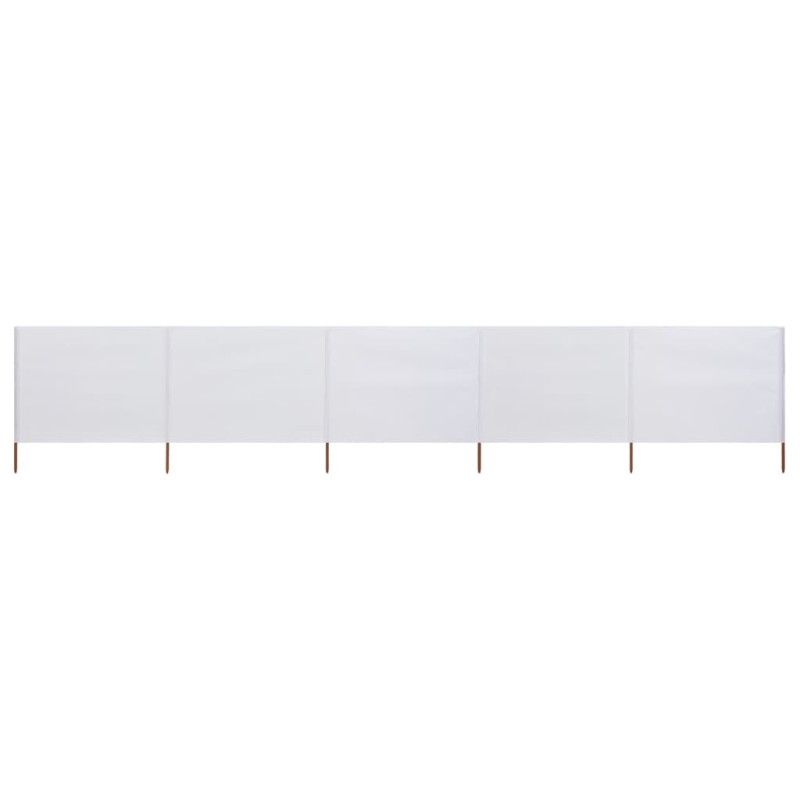 Paravent 5 panneaux Tissu 600 x 80 cm Blanc sable 