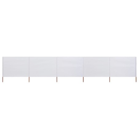 Paravent 5 panneaux Tissu 600 x 80 cm Blanc sable 