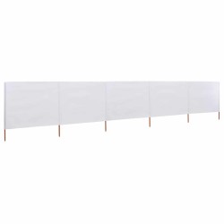 Paravent 5 panneaux Tissu 600 x 80 cm Blanc sable 