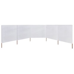 Paravent 5 panneaux Tissu 600 x 80 cm Blanc sable 