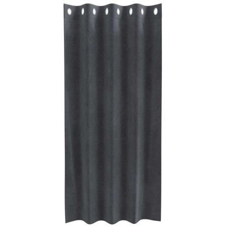 Rideaux occultants avec œillets 2 pcs en velours gris clair 