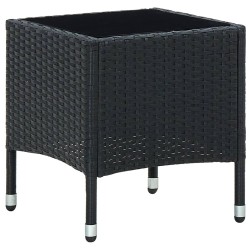 Table de jardin Noir 40x40x45 cm Résine tressée 