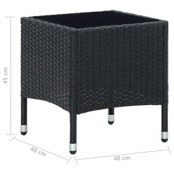 Table de jardin Noir 40x40x45 cm Résine tressée 