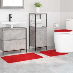 Set de 3 Tapis de Bain Rouge en Polypropylène Antidérapants 
