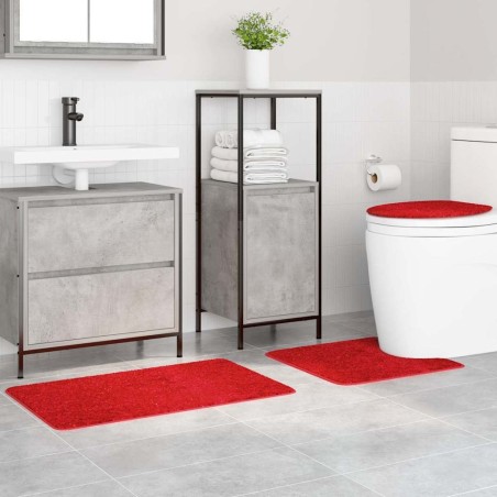 Set de 3 Tapis de Bain Rouge en Polypropylène Antidérapants 