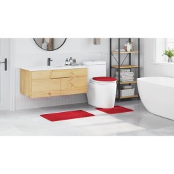 Set de 3 Tapis de Bain Rouge en Polypropylène Antidérapants 