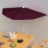 Demi-parasol de jardin avec mât 180x90 cm rouge bordeaux 