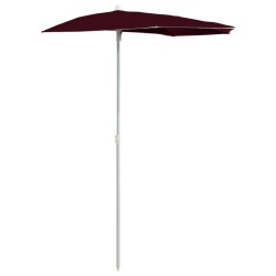 Demi-parasol de jardin avec mât 180x90 cm rouge bordeaux 