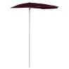 Demi-parasol de jardin avec mât 180x90 cm rouge bordeaux 