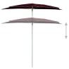Demi-parasol de jardin avec mât 180x90 cm rouge bordeaux 