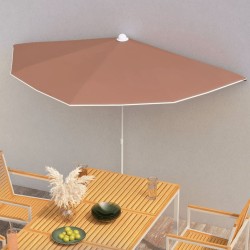 Demi-parasol de jardin avec mât 180x90 cm terre cuite 