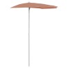 Demi-parasol de jardin avec mât 180x90 cm terre cuite 
