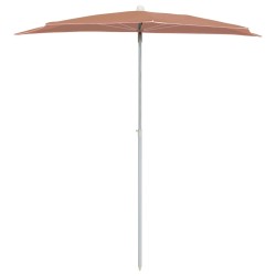 Demi-parasol de jardin avec mât 180x90 cm terre cuite 