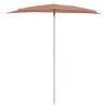 Demi-parasol de jardin avec mât 180x90 cm terre cuite 