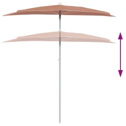 Demi-parasol de jardin avec mât 180x90 cm terre cuite 
