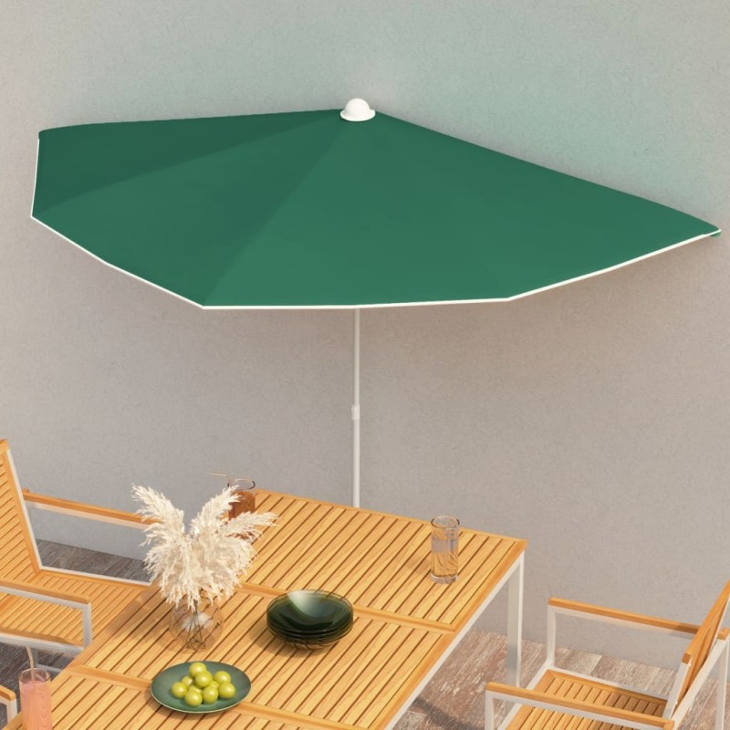 Demi-parasol de jardin avec mât 180x90 cm vert Demi-parasol de jardin avec mât 180x90 cm vert