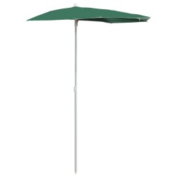 Demi-parasol de jardin avec mât 180x90 cm vert 