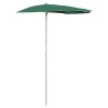Demi-parasol de jardin avec mât 180x90 cm vert 