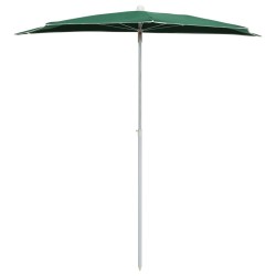 Demi-parasol de jardin avec mât 180x90 cm vert 