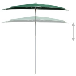 Demi-parasol de jardin avec mât 180x90 cm vert 