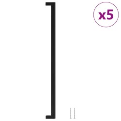 Poignées d'armoire 5 pcs noir 480 mm acier inoxydable 