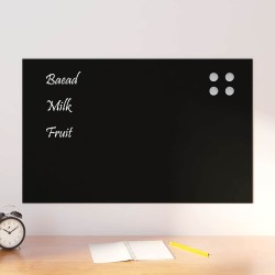 Tableau noir magnétique mural Noir 80x50 cm Verre trempé 