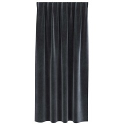Rideaux occultants avec bande supérieure 2 pièces Velours gris foncé 