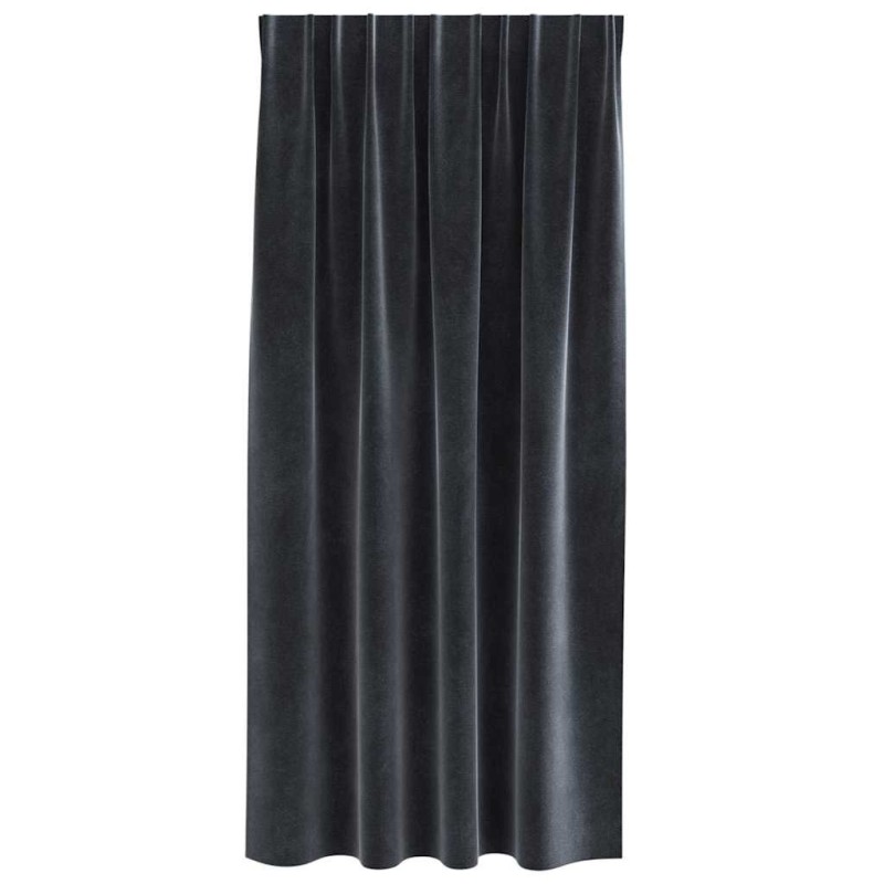 Rideaux occultants avec bande supérieure 2 pièces Velours gris foncé 