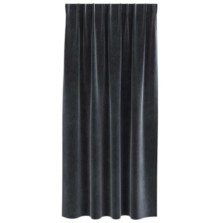 Rideaux occultants avec bande supérieure 2 pièces Velours gris foncé 