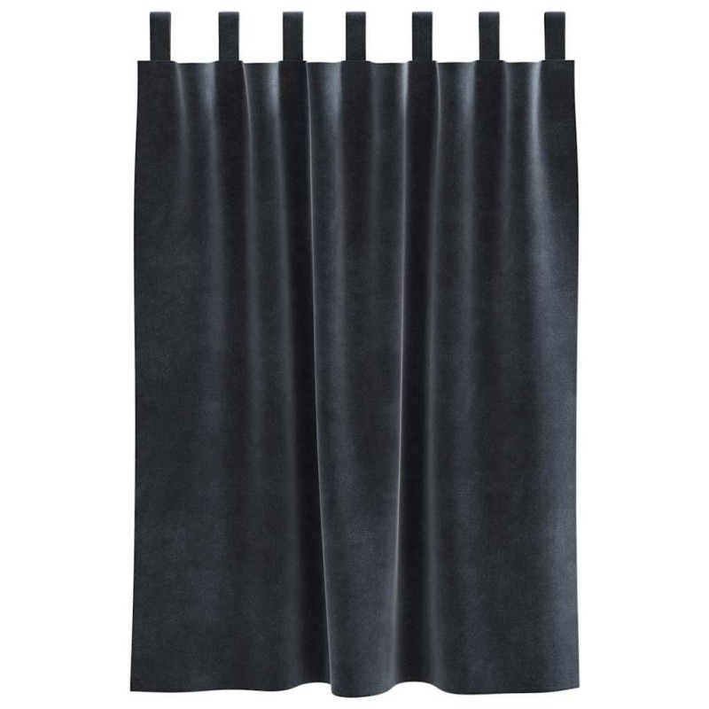 Rideaux occultants avec boucles de suspension 2 pcs en velours gris foncé 