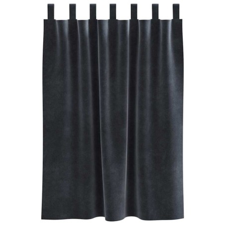 Rideaux occultants avec boucles de suspension 2 pcs en velours gris foncé 