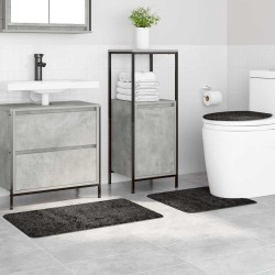 Set de 3 tapis de bain Gris foncé en Polypropylène Antidérapant 